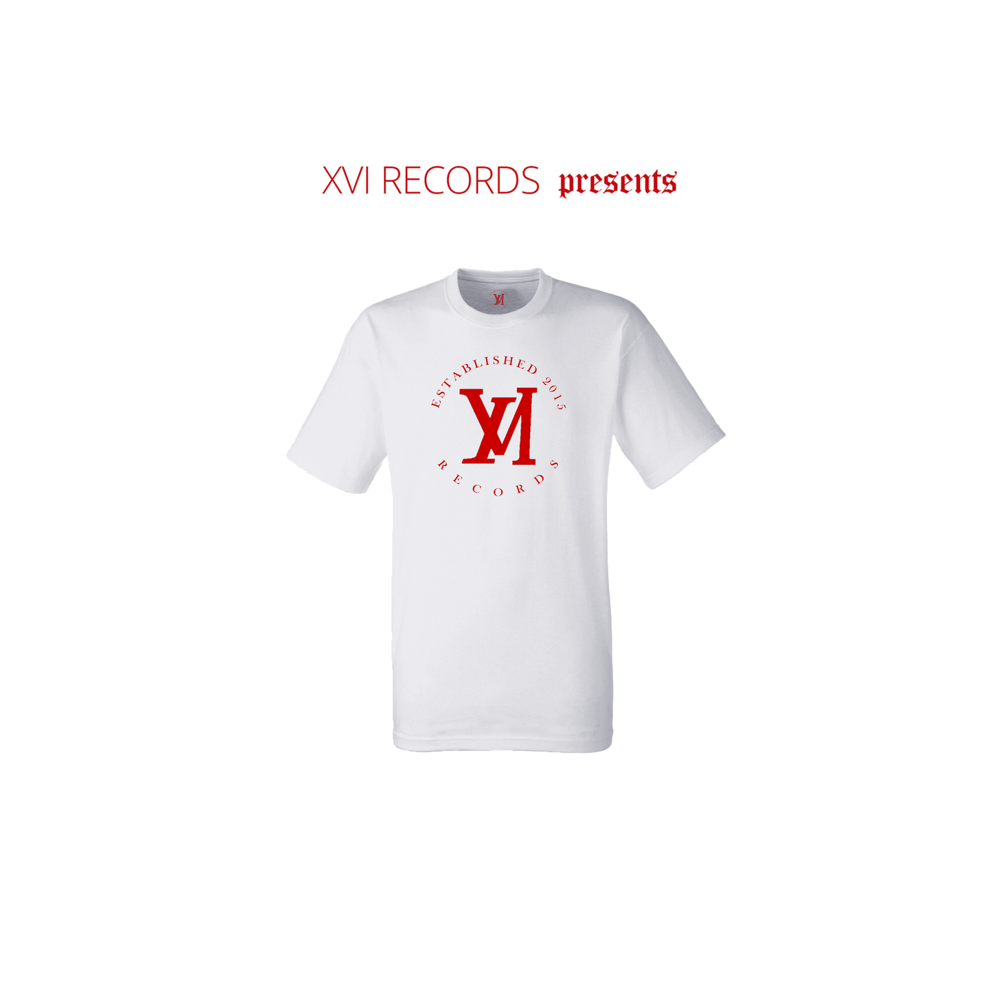 XVI Records Red Logo on White T-Shirt