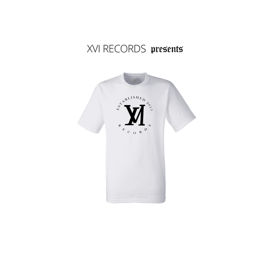 XVI Records Black Logo on White T-Shirt